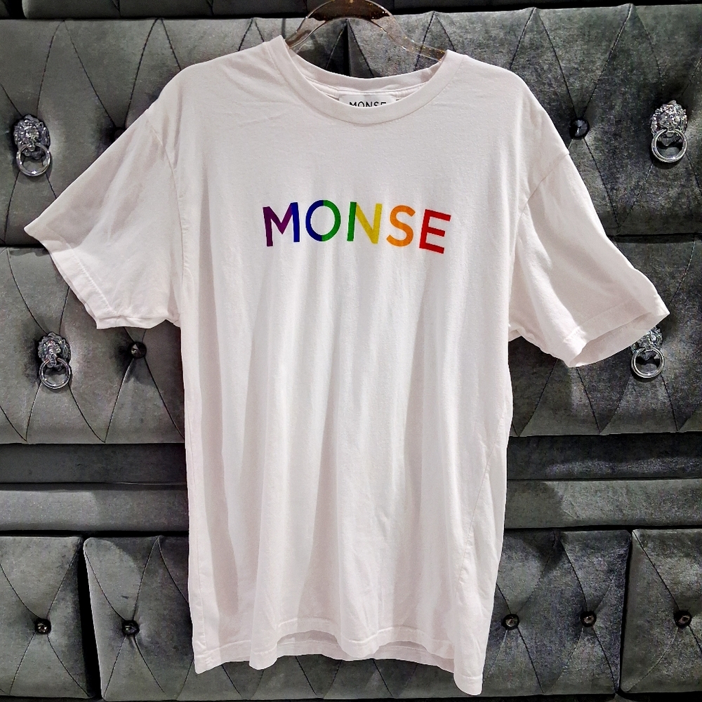 MONSE white rainbow logo tee Medium Cotton Paris Hilton